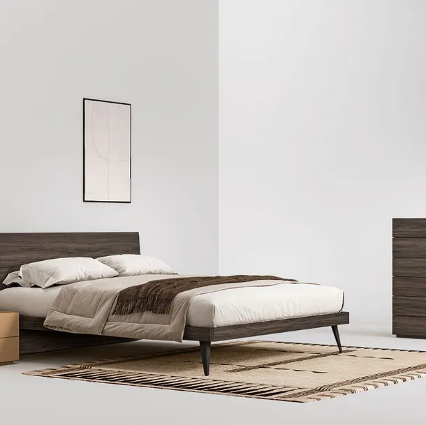 Letto in Rovere Carbone Caleidos di Cinquepuntozero