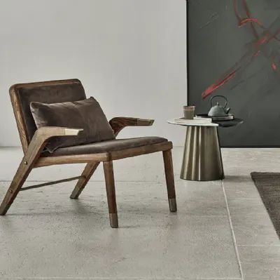 Poltrona Lady in pelle e legno di Bontempi