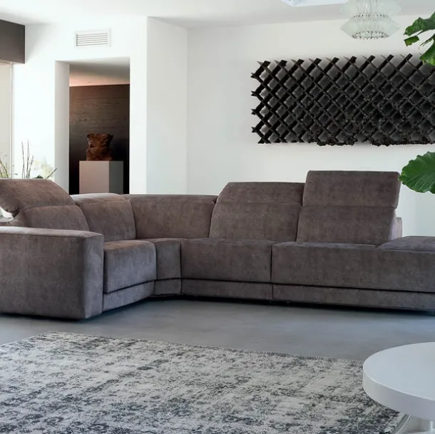 Divano relax angolare Belize in vellutino di Rigosalotti