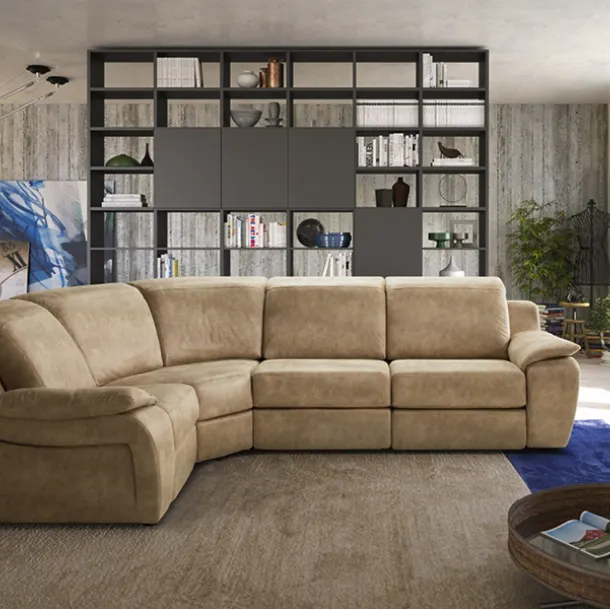 Divano relax angolare in pelle Link di Rigosalotti