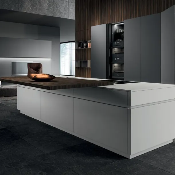 Cucina Design con isola HC-08 Minimal Design 03 in laccato e laminato di Astra