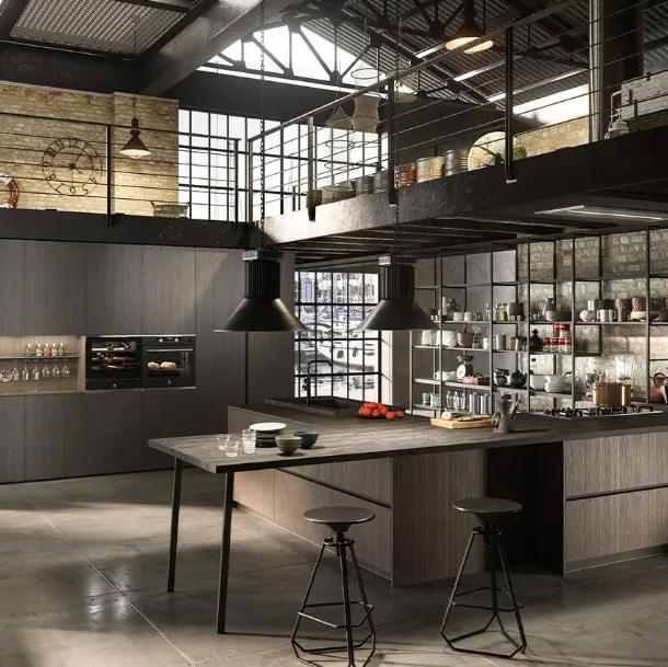 Cucina Design con penisola HC-08 Industrial Kitchen 01 di Astra