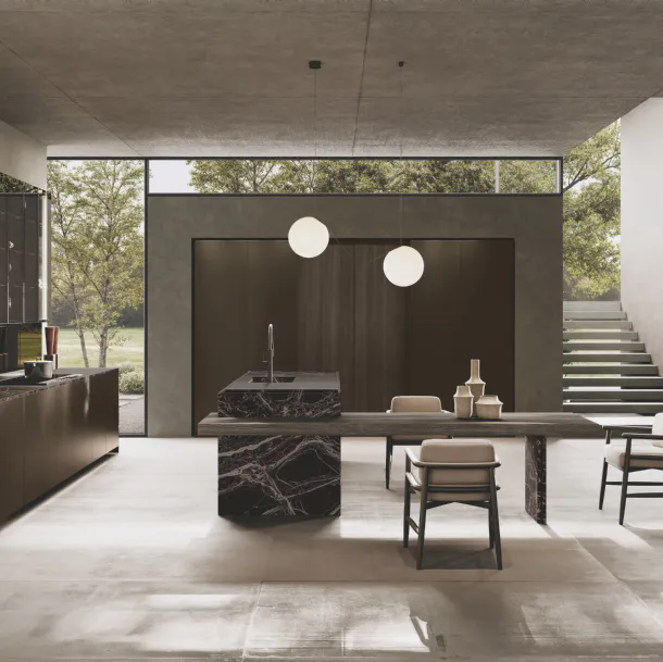 Cucina Design con isola Bluna Tech Alluminio di Binova