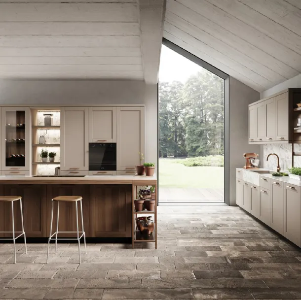 Cucina Moderna con isola Médea in bilaminato di Miton