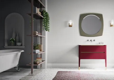Mobile Bagno Laccato Lucido con Top in Mineralmarmo