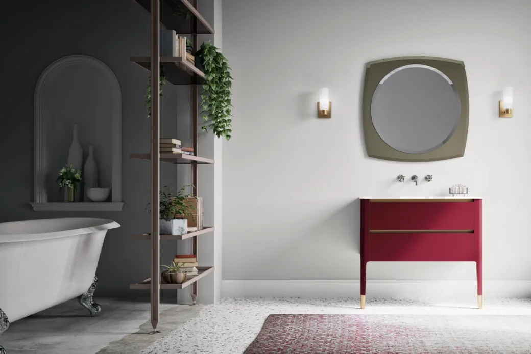 Mobile Bagno Laccato Lucido con Top in Mineralmarmo