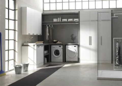 Mobile Bagno con Armadio a Tre Ante Laccato Opaco