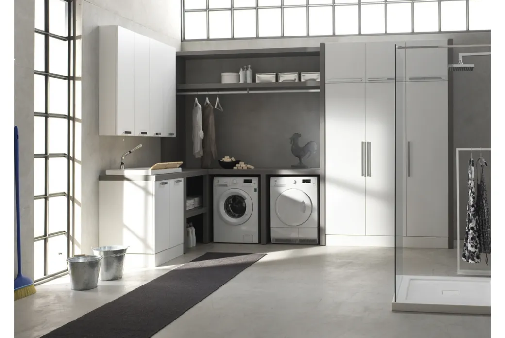 Mobile Bagno con Armadio a Tre Ante Laccato Opaco