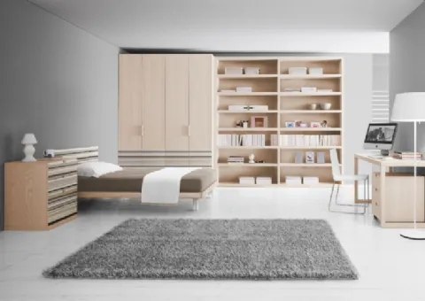 Cameretta con Armadio Quattro Ante e Libreria 
