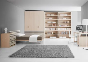Cameretta con Armadio Quattro Ante e Libreria 