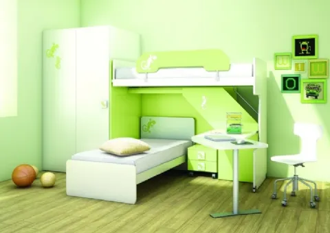Cameretta con Letto Scorrevole Laccato Opaco
