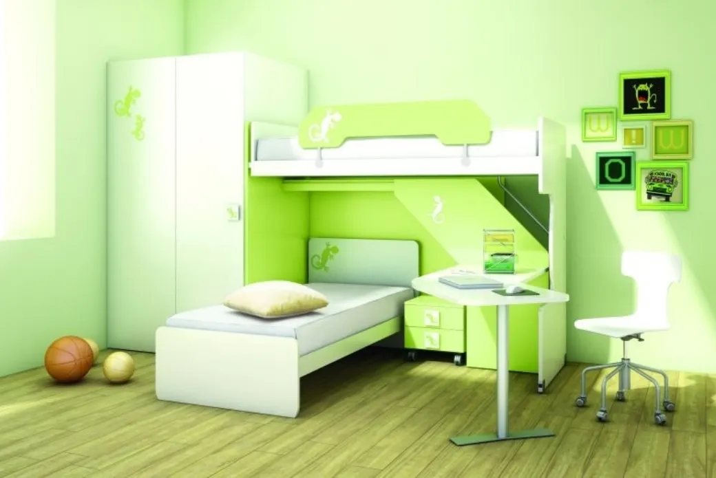 Cameretta con Letto Scorrevole Laccato Opaco