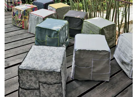 Pouf Imbottito Sfoderabile con Tasche Laterali 