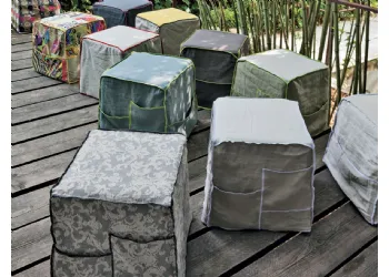 Pouf Imbottito Sfoderabile con Tasche Laterali 