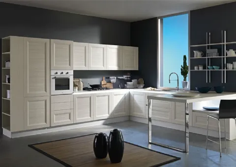 Cucina in Polimerico Effetto Abete Bianco