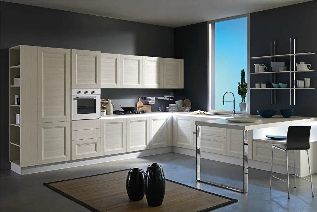 Cucina in Polimerico Effetto Abete Bianco