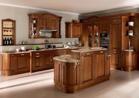 Cucina con Isola in Legno di Castagno