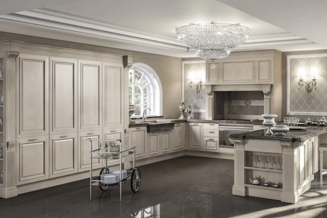 Cucina con Penisola Angolare e Top in Marmo
