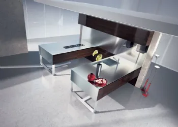 Cucina in Acciaio e Legno Laccato 