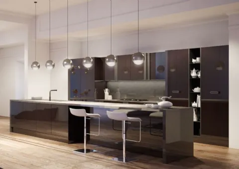 Cucina con Isola e Bancone 