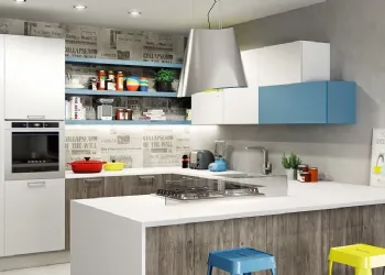 Cucina ad Angolo con Isola Laccato Opaco