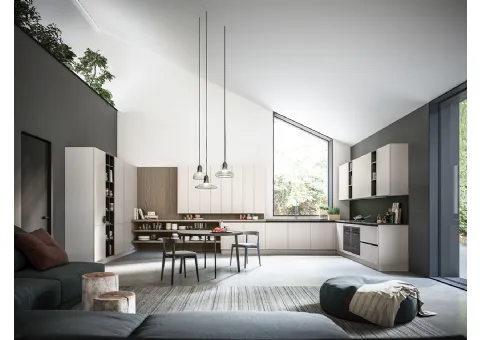 Cucina ad Angolo in Laccato e Nobilitato