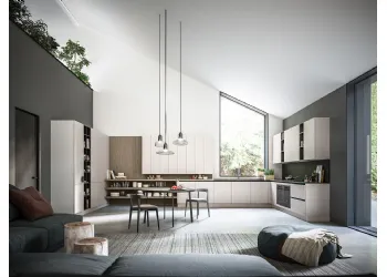 Cucina ad Angolo in Laccato e Nobilitato