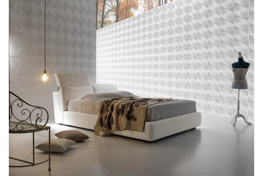 Letto con Testiera Regolabile in Tessuto