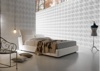 Letto con Testiera Regolabile in Tessuto