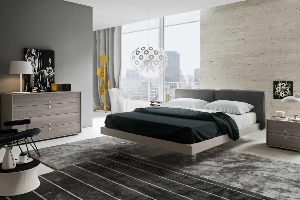 Letto con Testiera in Tessuto