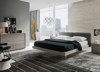 Letto con Testiera in Tessuto