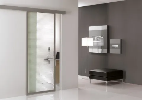 Porta in Vetro con Telaio in Alluminio