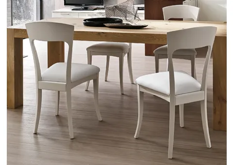Sedia con Struttura in Legno e Seduta Imbottita