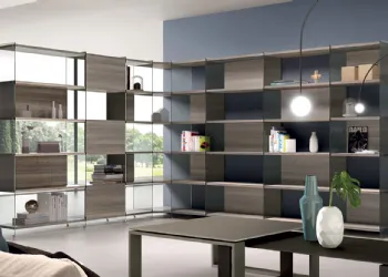 Libreria con Fianchi in Vetro e Piani in Laminato