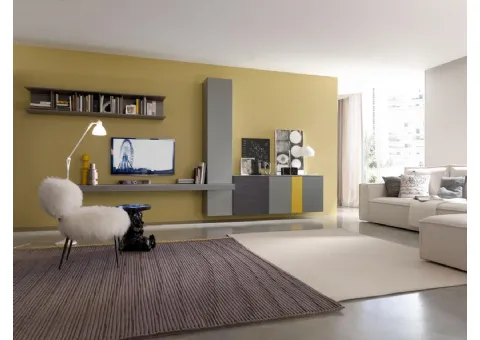 Parete Attrezzata Sospesa Laccato Opaco