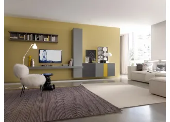 Parete Attrezzata Sospesa Laccato Opaco
