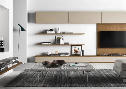 Parete Attrezzata con Pannello Tv in Rovere