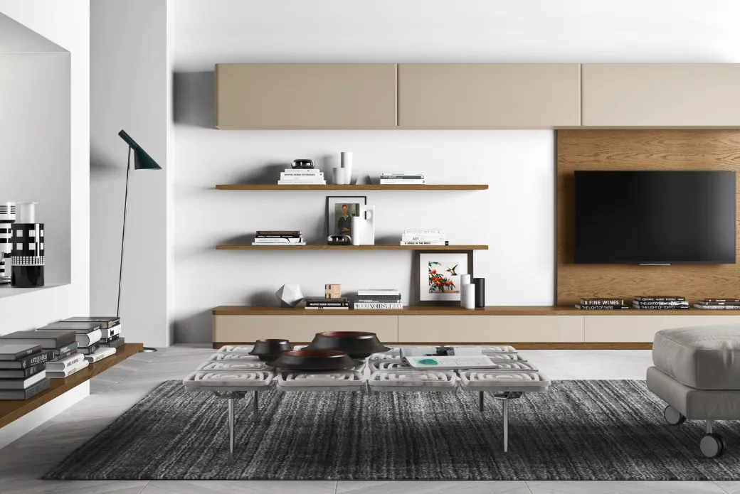 Parete Attrezzata con Pannello Tv in Rovere