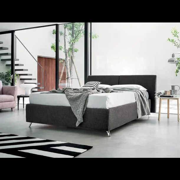 Letto in tessuto con testiera e box contenitore Aurora di Rigosalotti