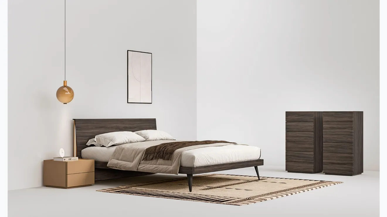 Letto in Rovere Carbone Caleidos di Cinquepuntozero