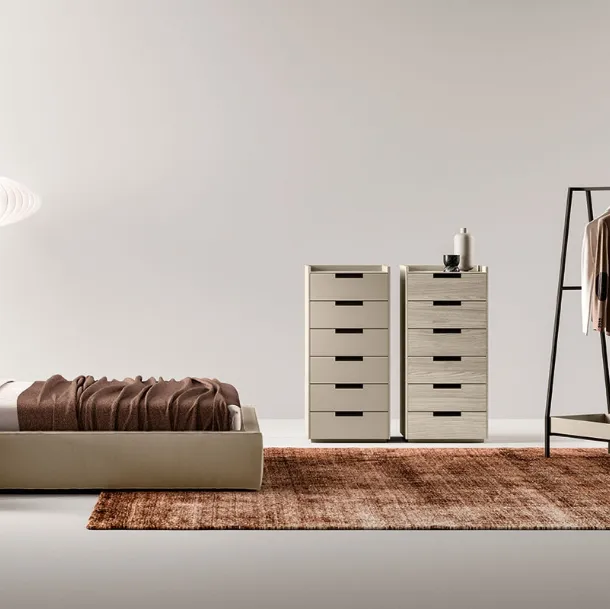 Letto Dalia in ecopelle con box contenitore di Cinquepuntozero