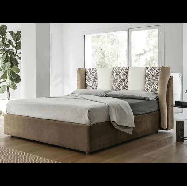 Letto con box contenitore Diadema in tessuto imbottito di Rigosalotti
