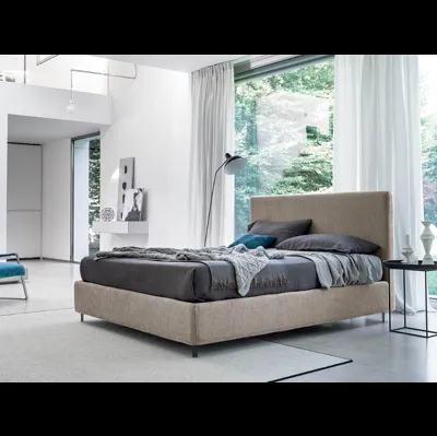 Letto matrimoniale in tessuto con testiera Perla di Rigosalotti