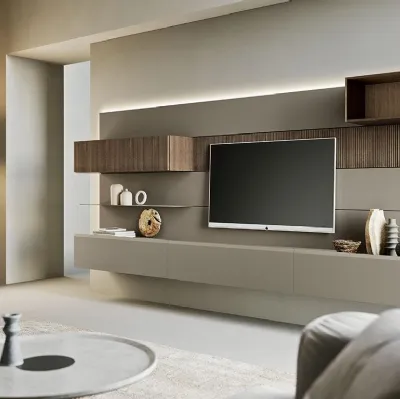 Parete Attrezzata sospesa Composizione Horizon 1002 di Mobilgam