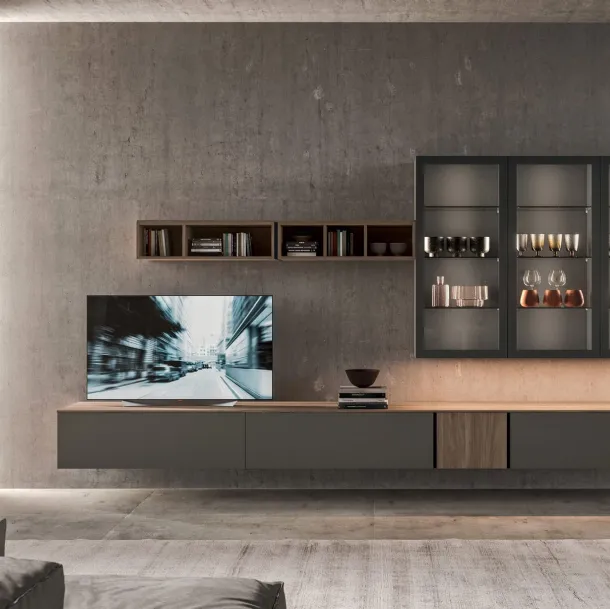 Parete Attrezzata sospesa Living T01 di Gentili Cucine