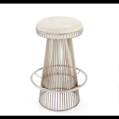 Sgabello Faro in metallo con seduta in pelle di Sigerico