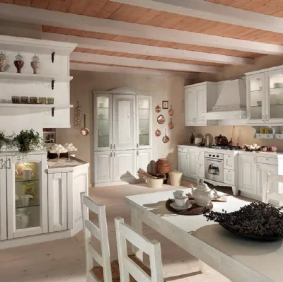 Cucina Classica lineare Ducale Classico 08 in legno massello di Noce laccato Bianco di Astra