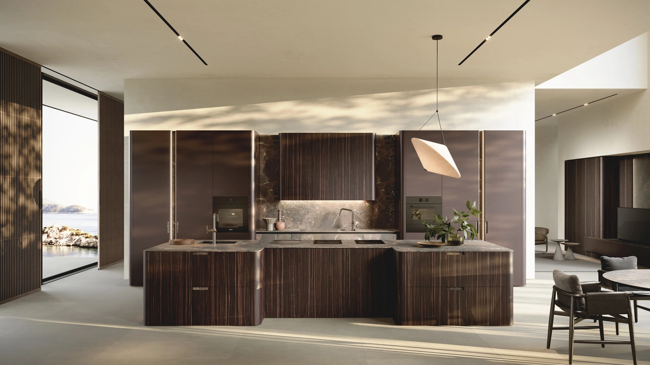 Cucina Design con isola Bluna Metal 5|0 di Binova