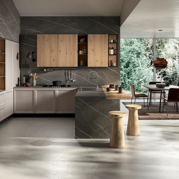 Cucina Moderna con penisola Atelier Contemporaneo 04 di Astra