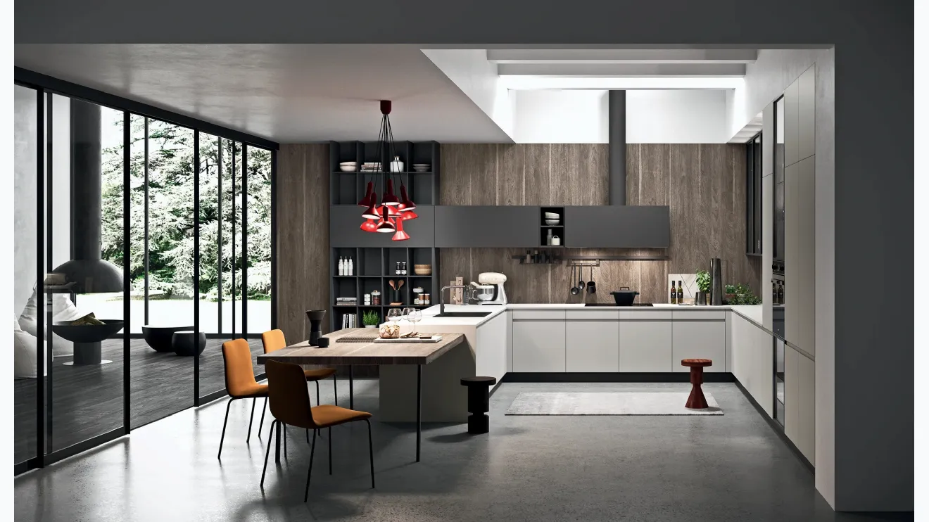 Cucina Moderna con penisola Line Moderno 17 di Astra
